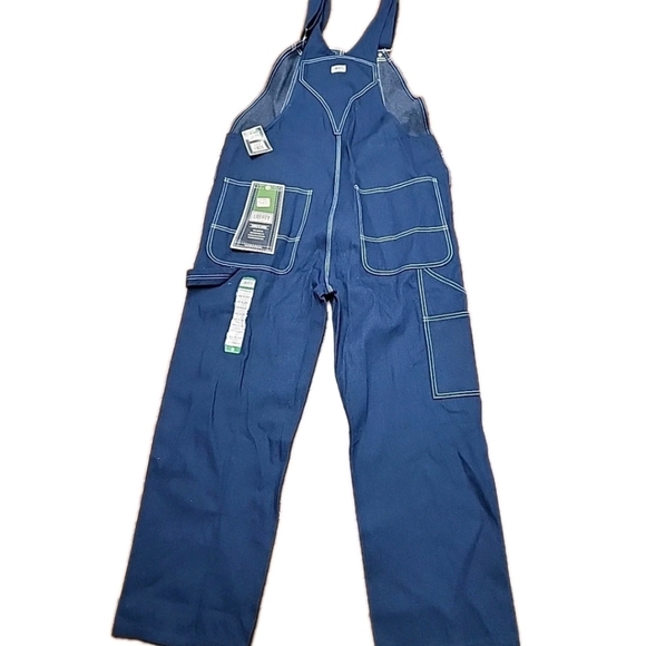 NWT Liberty Flex Mens 40"x30" Blue Denim Bib Overalls Cargo Pocket - Picture 5 of 12